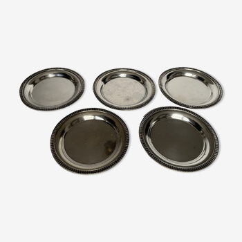 Set of 5 silvered metal coasters