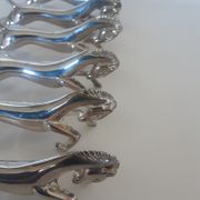 Set de 6 portes couteaux chevaux en chrome argenté- vintage