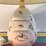 Old Moustiers ceramic lamp with white lamp shade