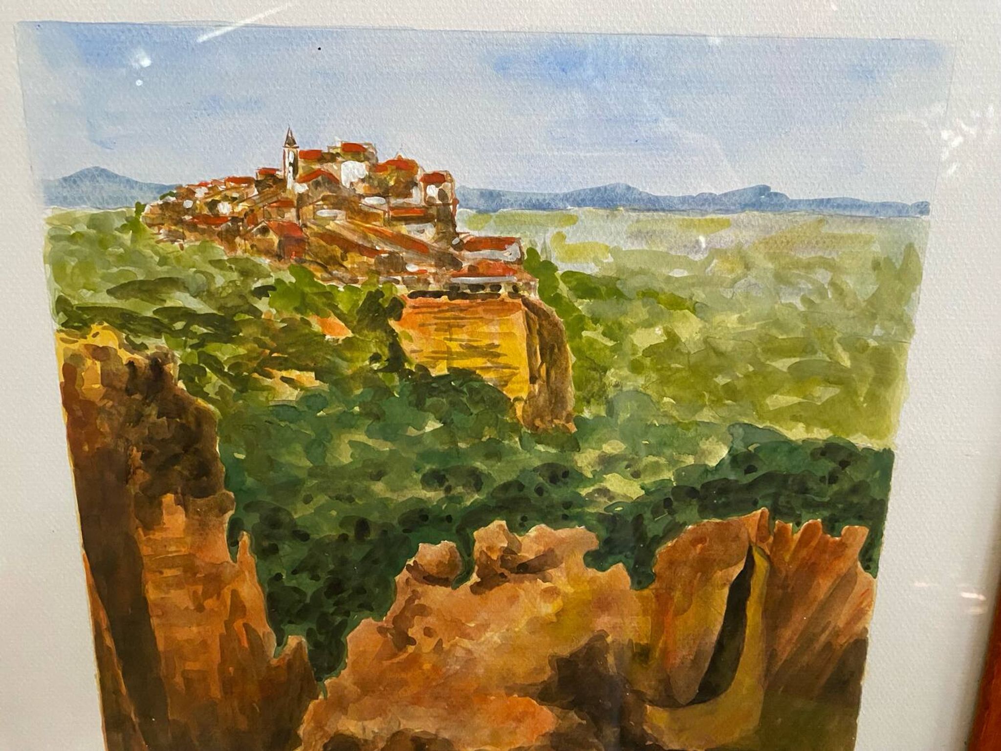 Old painting jean laville st germain roussillon + wooden frame