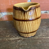 Old pichet terre de feu beige stoneware barrel shape
