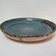 Bowl and round ceramic dish enamelled blue green brown vintage signed vintage