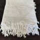 White cotton bedspread, vintage woven cotton bed throw.
