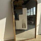 Large gilded mirror 19th century rounded corners mercury glass Louis XVI style