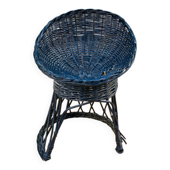 Blue wicker armchair