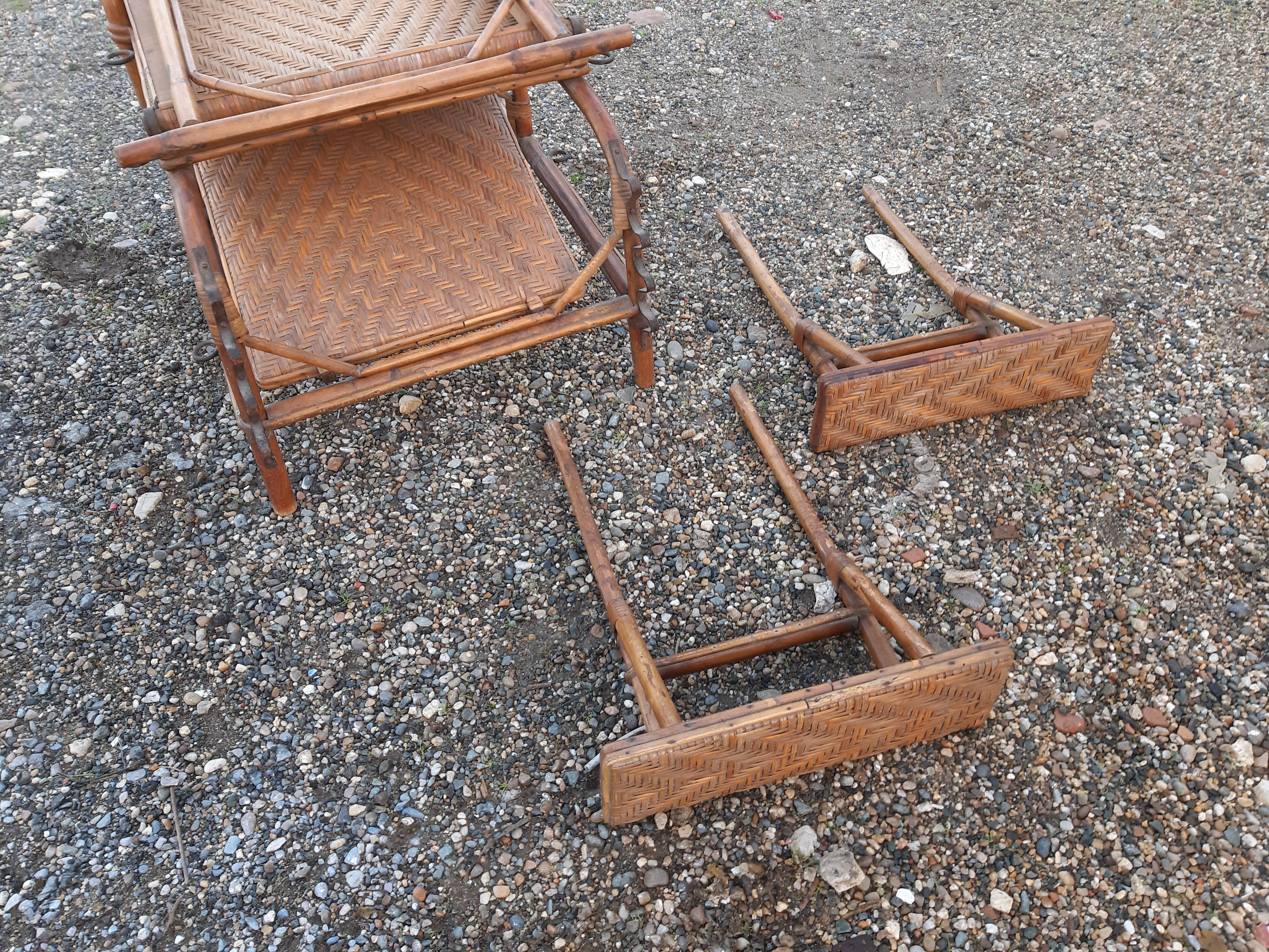 Long Bamboo and rattan chair 1900