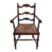 Straw-lined arm chair