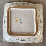 Small square and hollow decorative dish in Moustiers porcelain