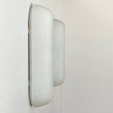 Pair of vintage oblong opaline wall lights, France 1970