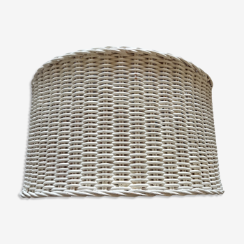 White rattan wall lamp rectangular shape in half-moon