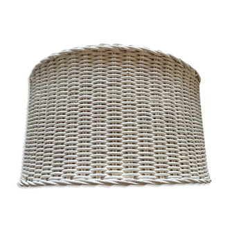 White rattan wall lamp rectangular shape in half-moon