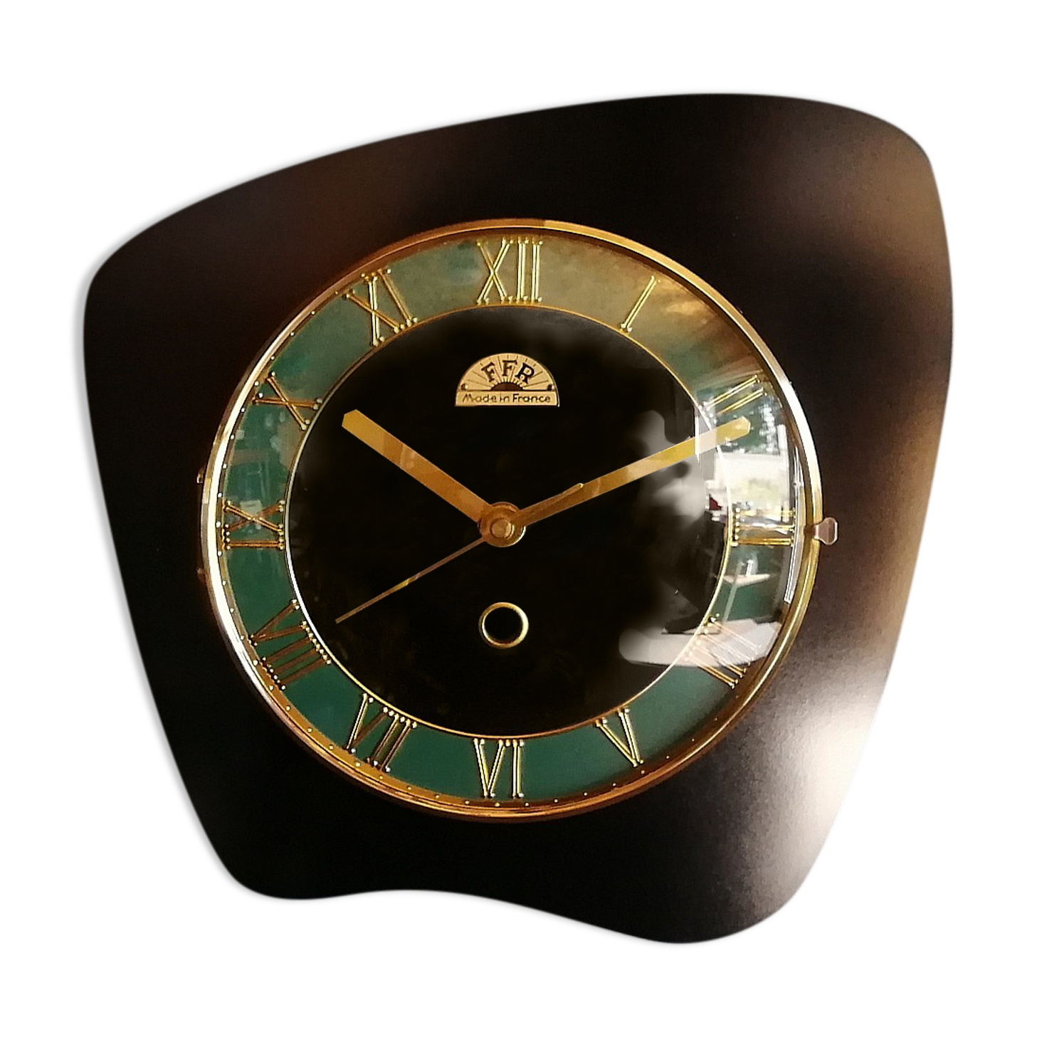 Clock vintage formica silent wall clock "ffr black and green"