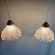 Art Deco scalloped clear glass pendant light, 1920s-30s