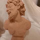 Bacchus et Bacchante, deux bustes en terre cuite, d'après Clodion