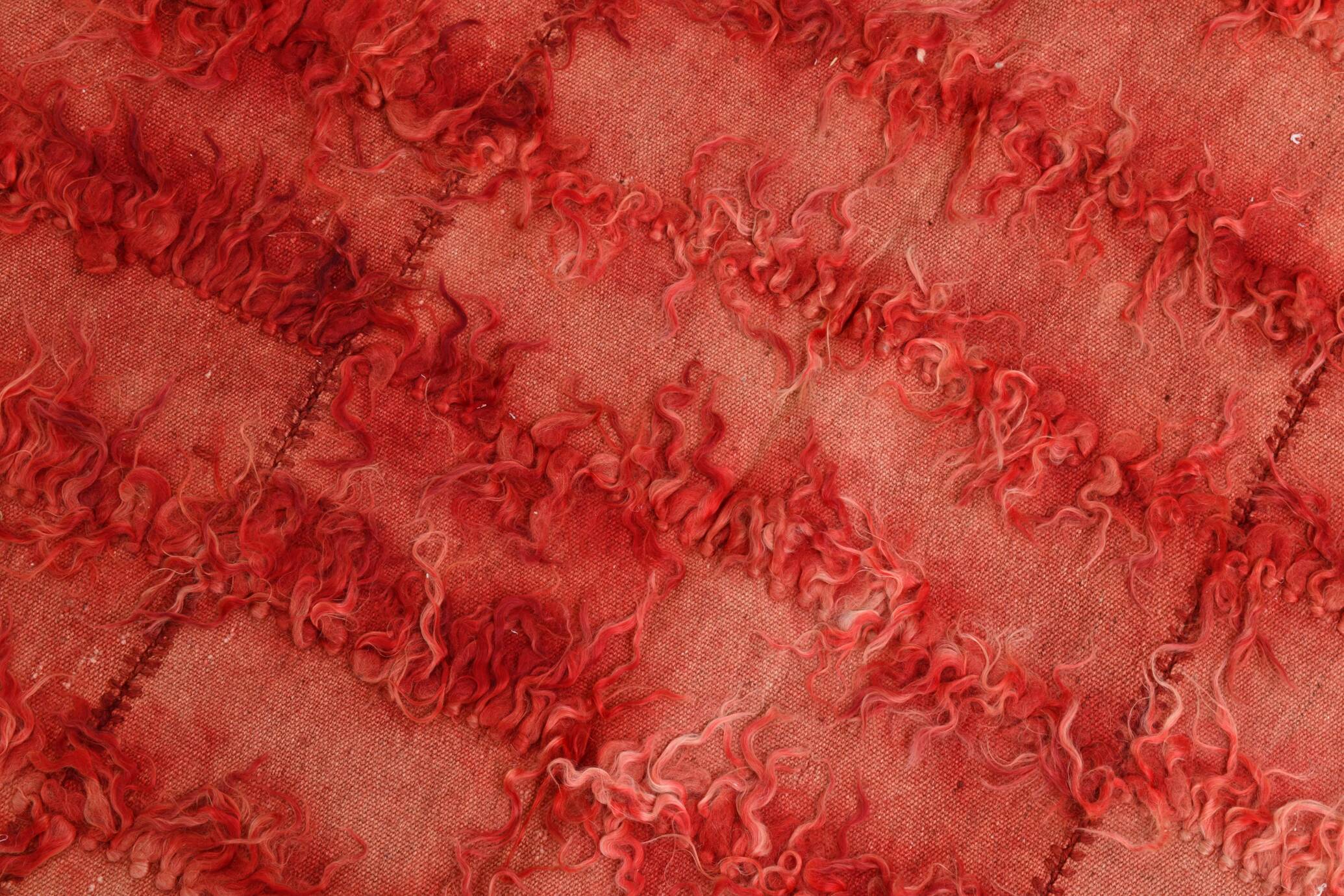 Tapis vintage tissé turc rouge doux 4x7, 128x216 cm