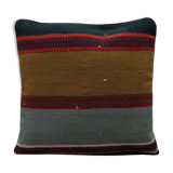 Handwoven traditional kilim blue cushion cover 42x42cm