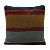 Handwoven traditional kilim blue cushion cover 42x42cm