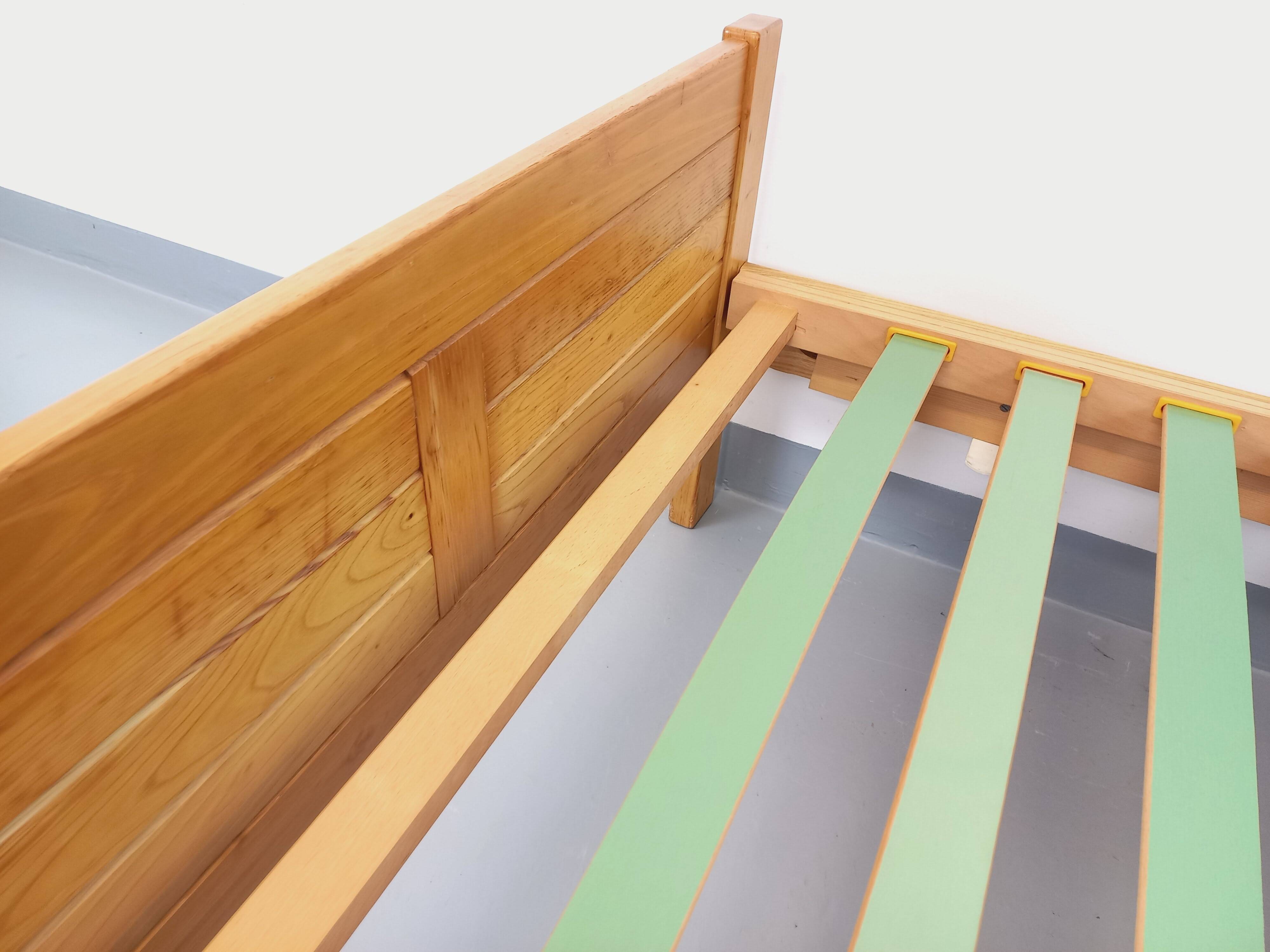 Vintage Mountain Design Les Arcs bed in ash wood from the 60s 70s