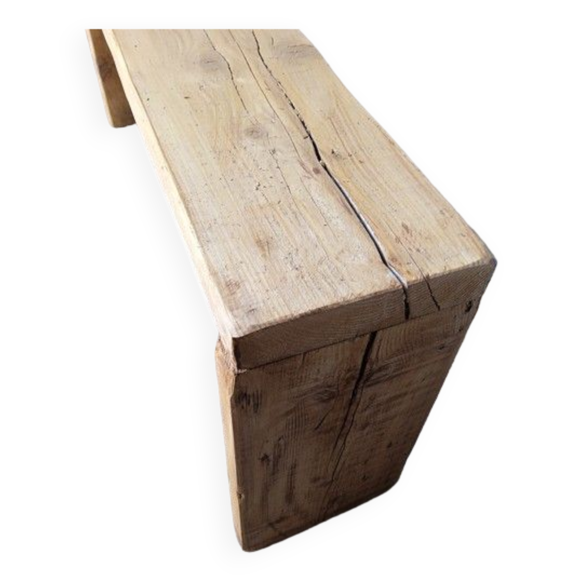 Bench 120 cm patinated solid wood