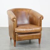 Cowhide Leather Club Chair in a Light Cognac Color