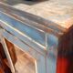 Blue sideboard cabinet with glass in old teak wood and 2 drawers