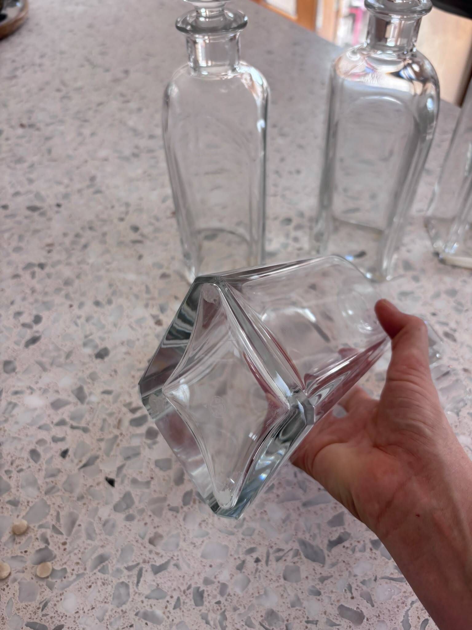 Set 4 Baccarat crystal whisky carafes. Rare Vologne model, created in 1995.