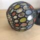 3 appliques balls colored glass and metal, 80s