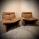 Pair of Gianni Pareschi lounge chairs for Busnelli, vintage leather from the 1970s.