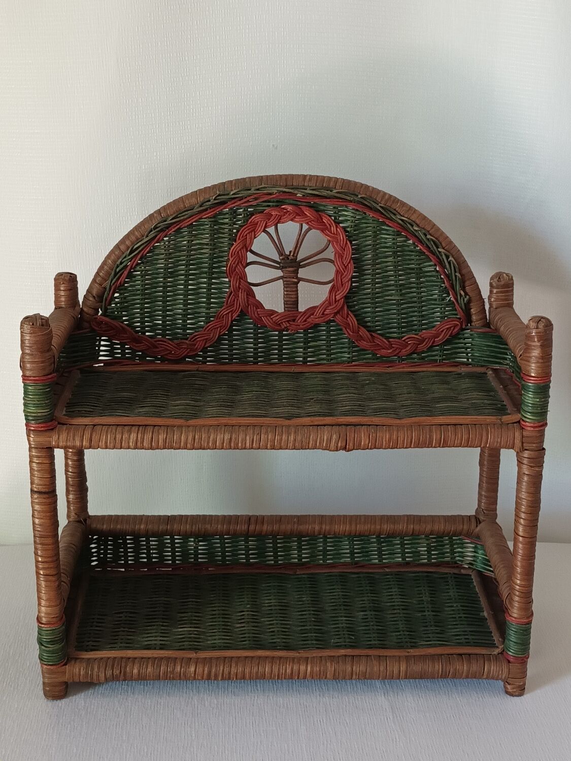 Vintage wicker wall shelf