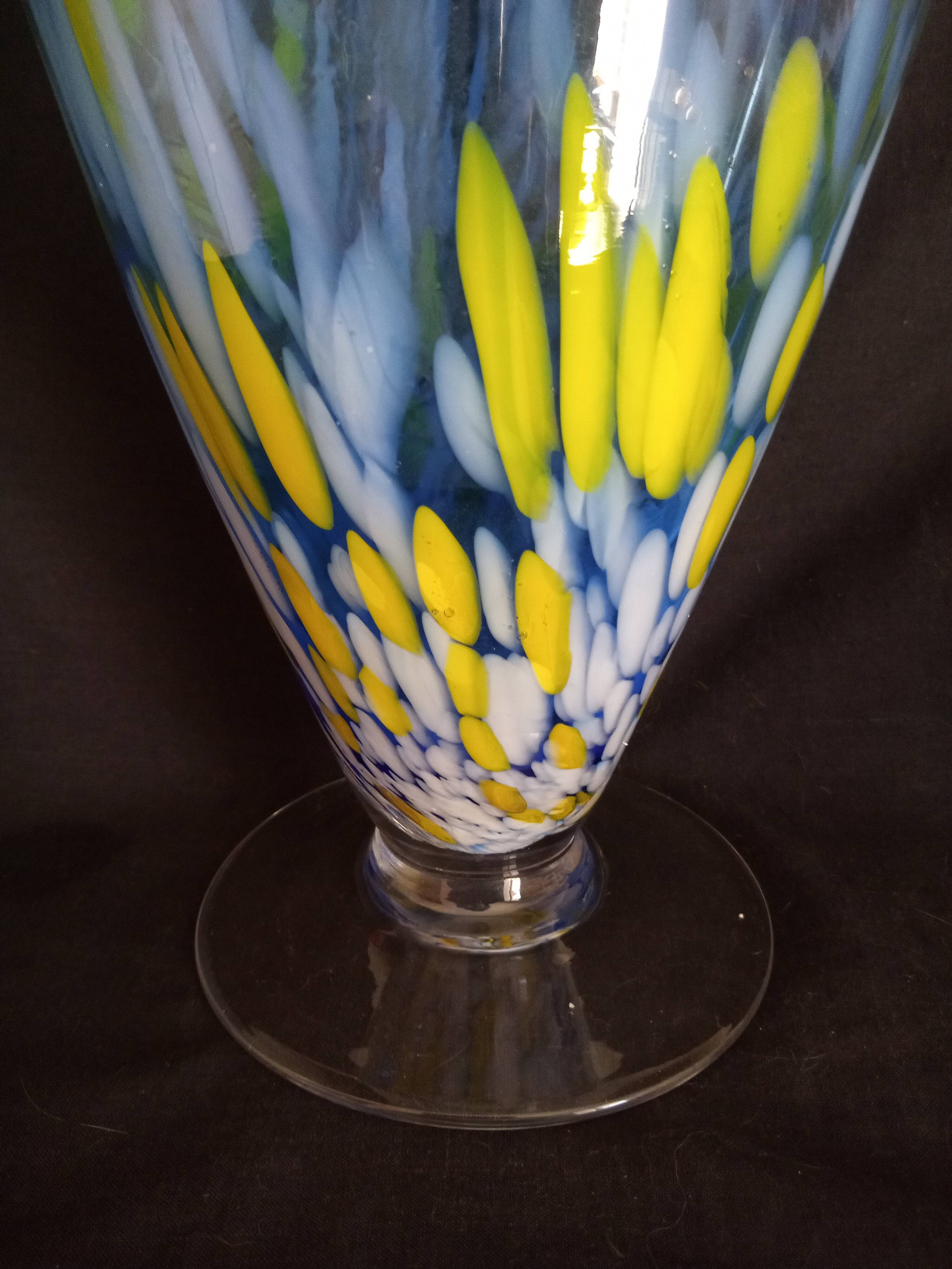 Large Murano glass vase, handmade, 38 cm high