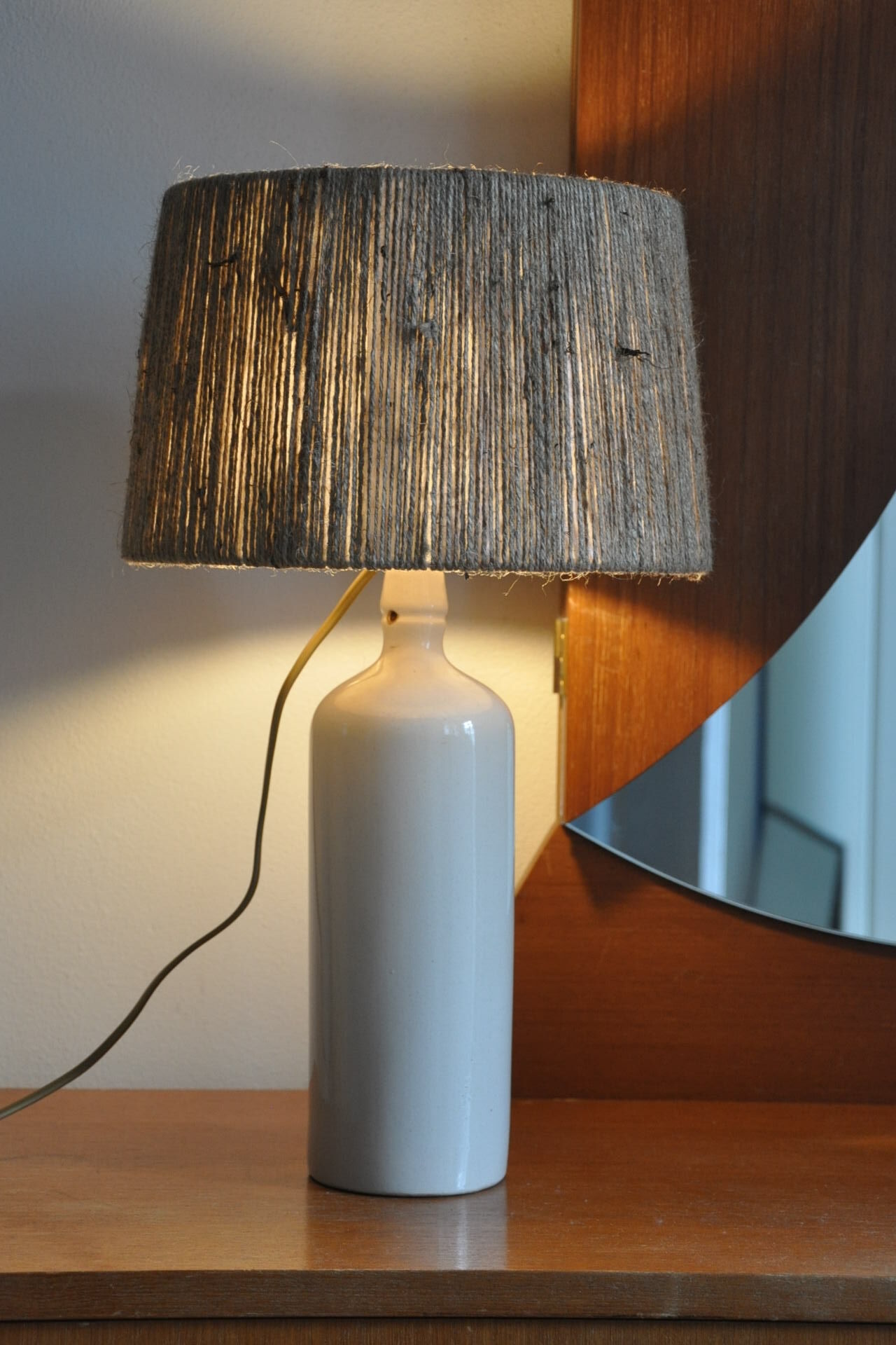 Vintage stoneware bottle lamp