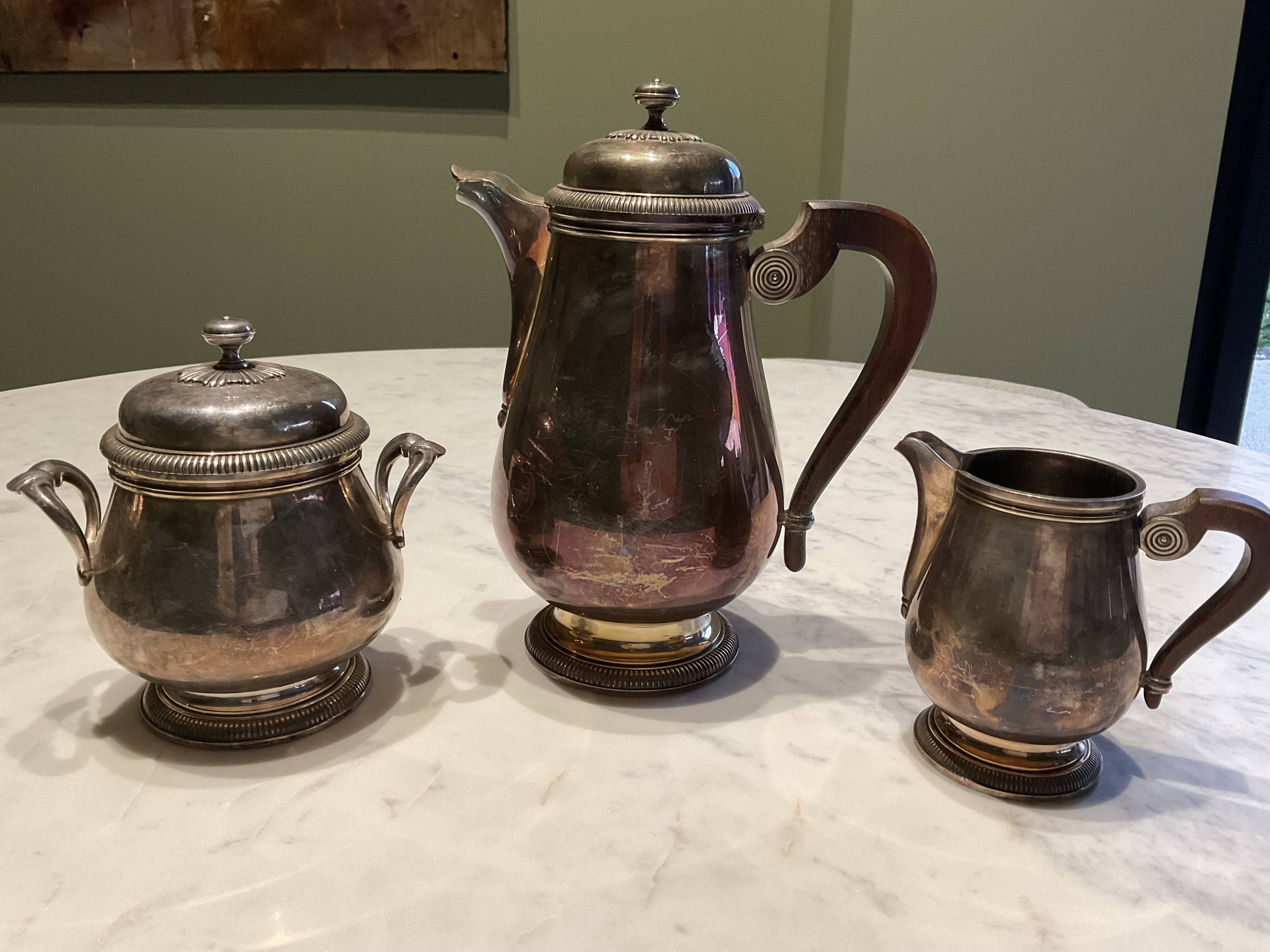 Three-piece coffee service. Christofle/Gallia. Art Deco