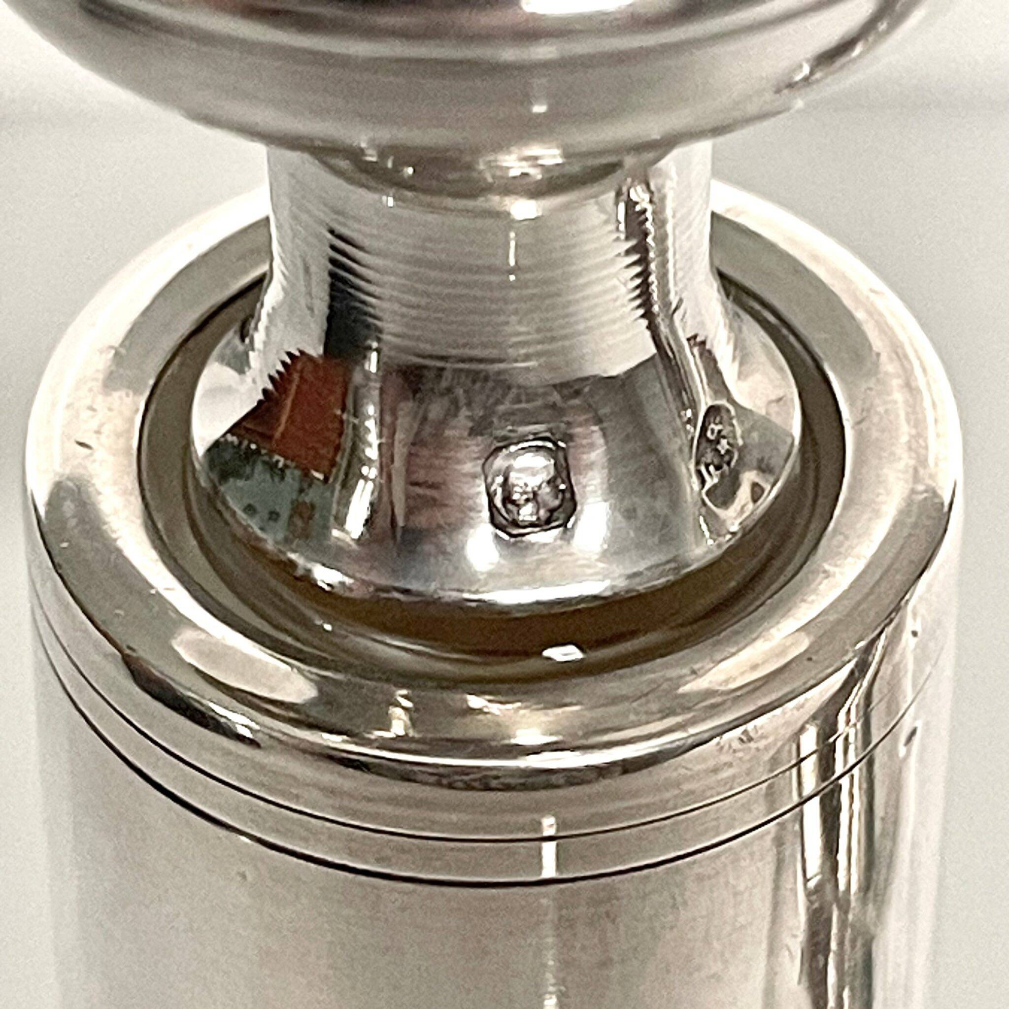 Pair of crystal and silver decanters - early 20th century