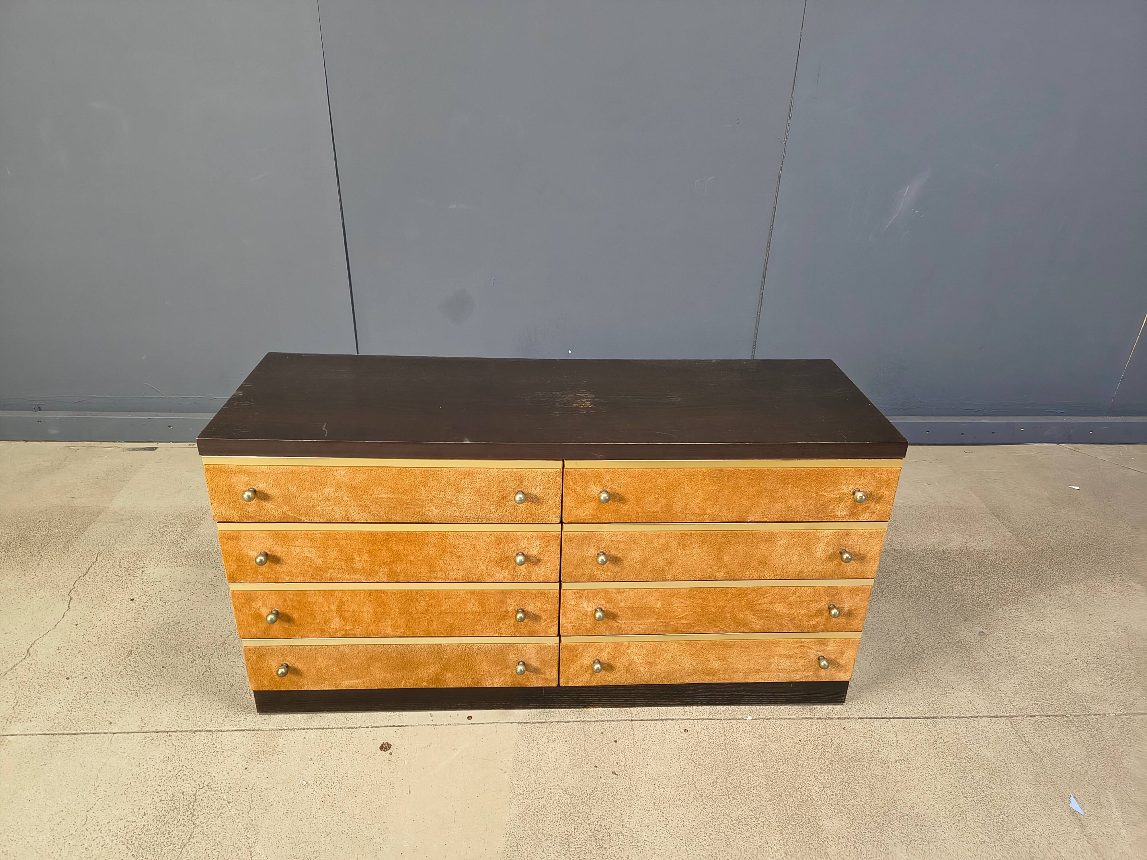 Commode en velours vintage italienne, années 1970
