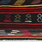 Burgundy Red Modern Pattern Kilim Rug, 162x313Cm