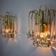 Pair of Venini "drops" wall lights, 2 levels, murano glass, Italy, 1970