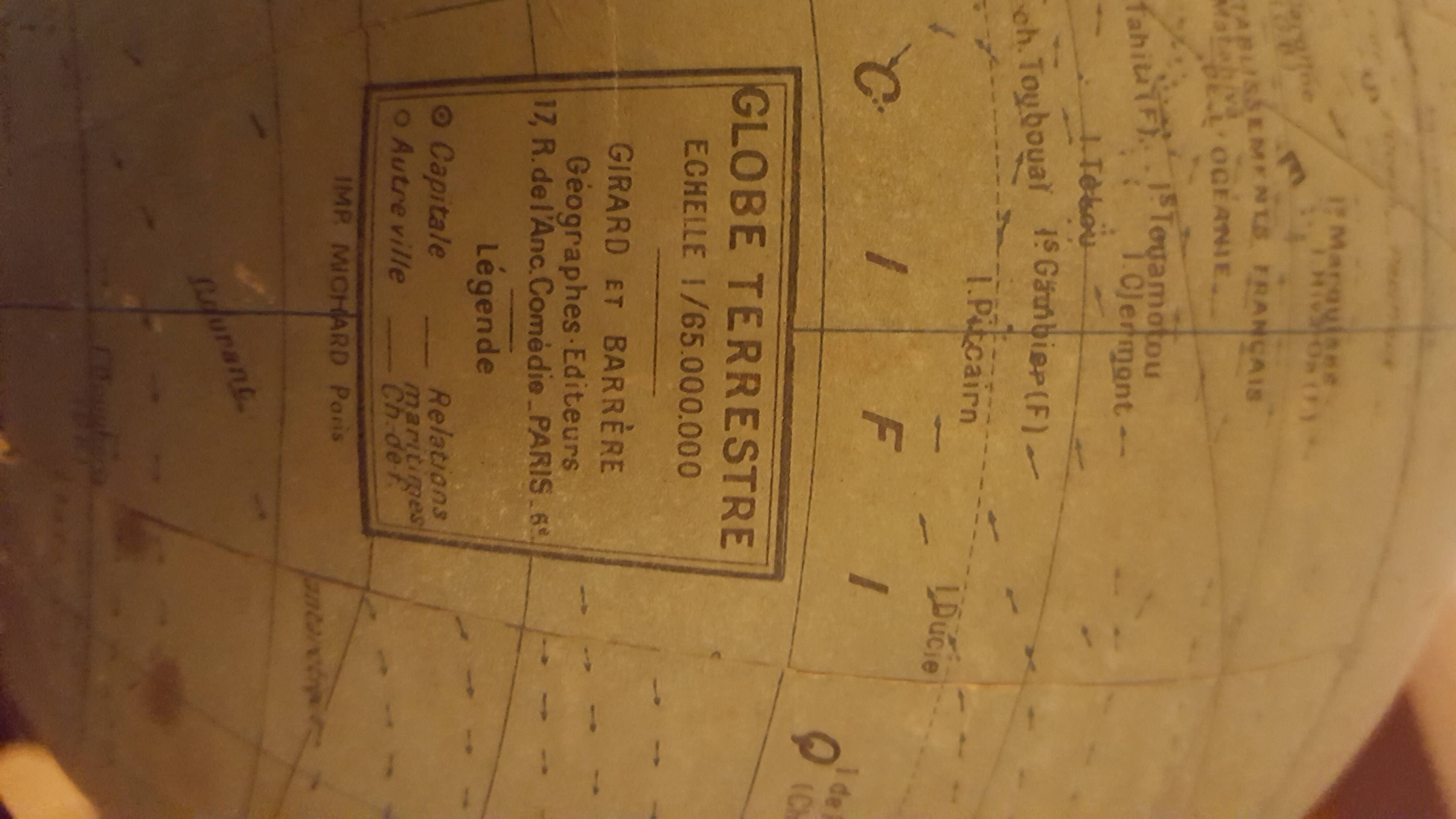 Globe terrestre en verre annee 50/60