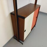 Vintage Italian modular shelving unit in melamine with wood decor