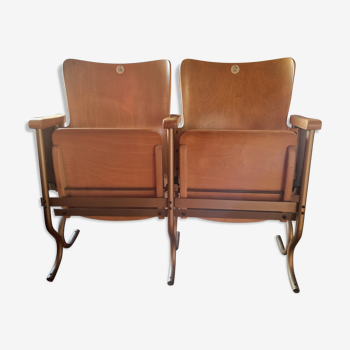 Fauteuils de théâtre vintage bois et métal