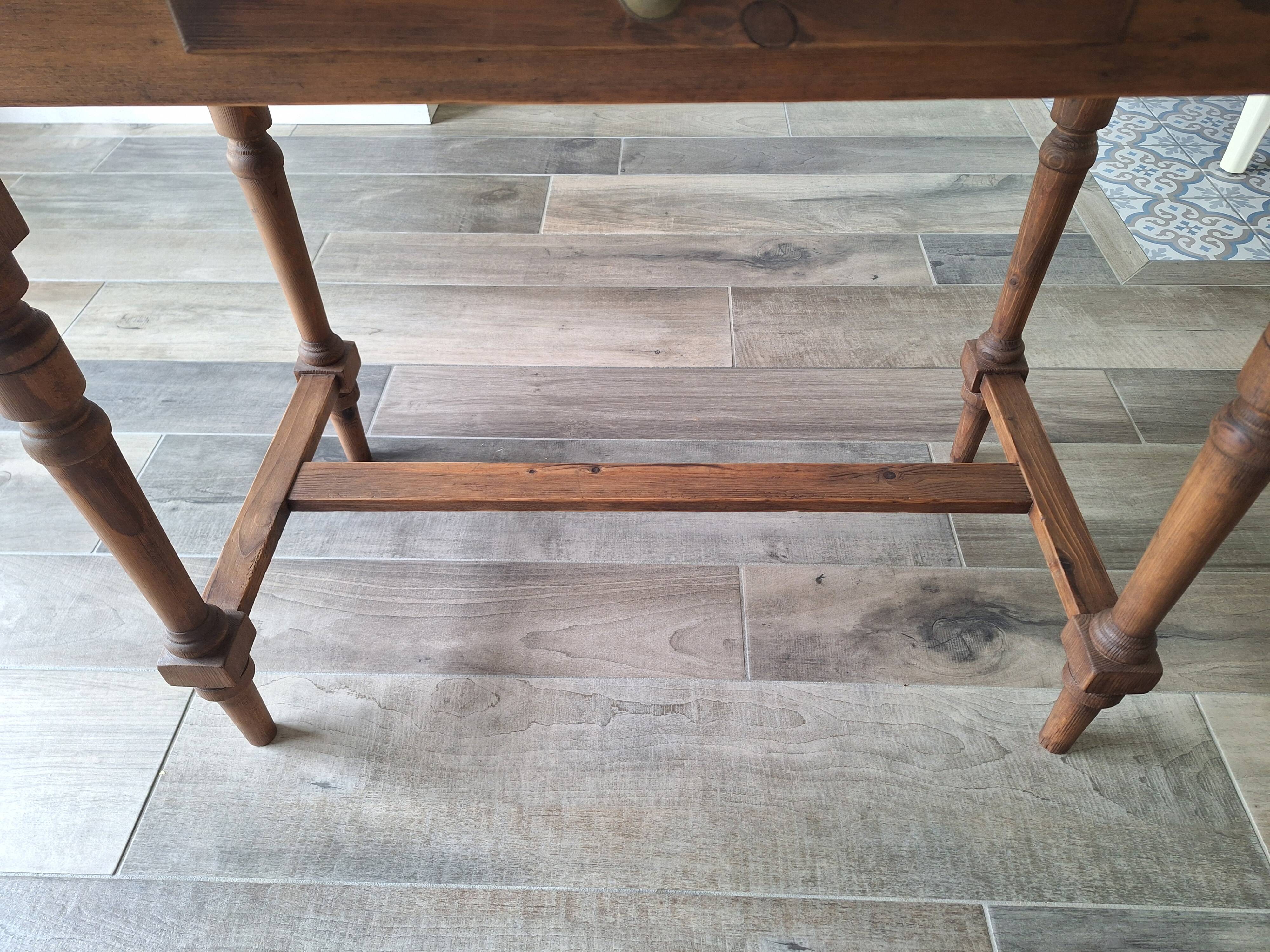 Antique solid wood desk with tiers – metal handles