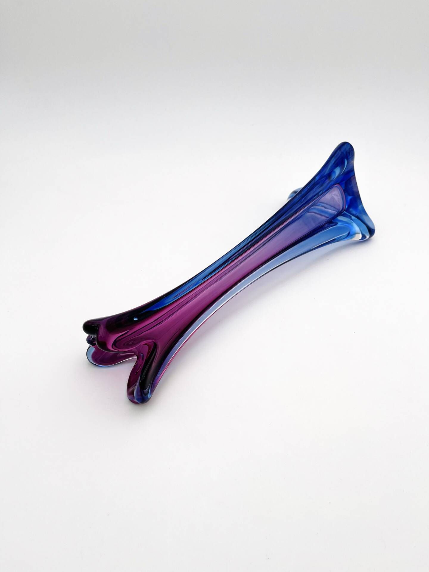 Large Sommerso Vase Murano Violet Blue 34cm