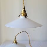 Duo of white opaline pendant lights