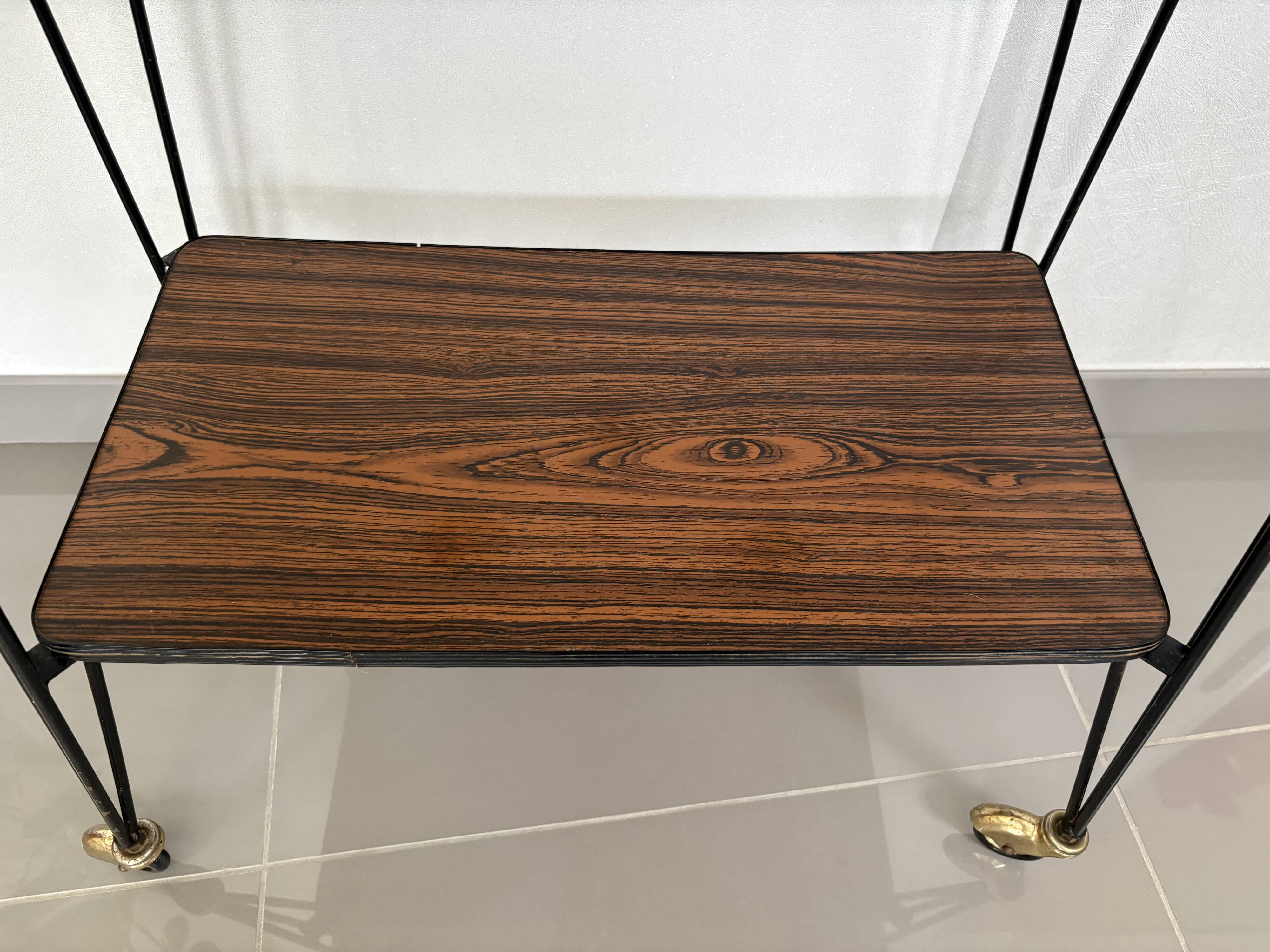 Vintage Side Table/Serving Cart on Wheels - 1950s/60s Style