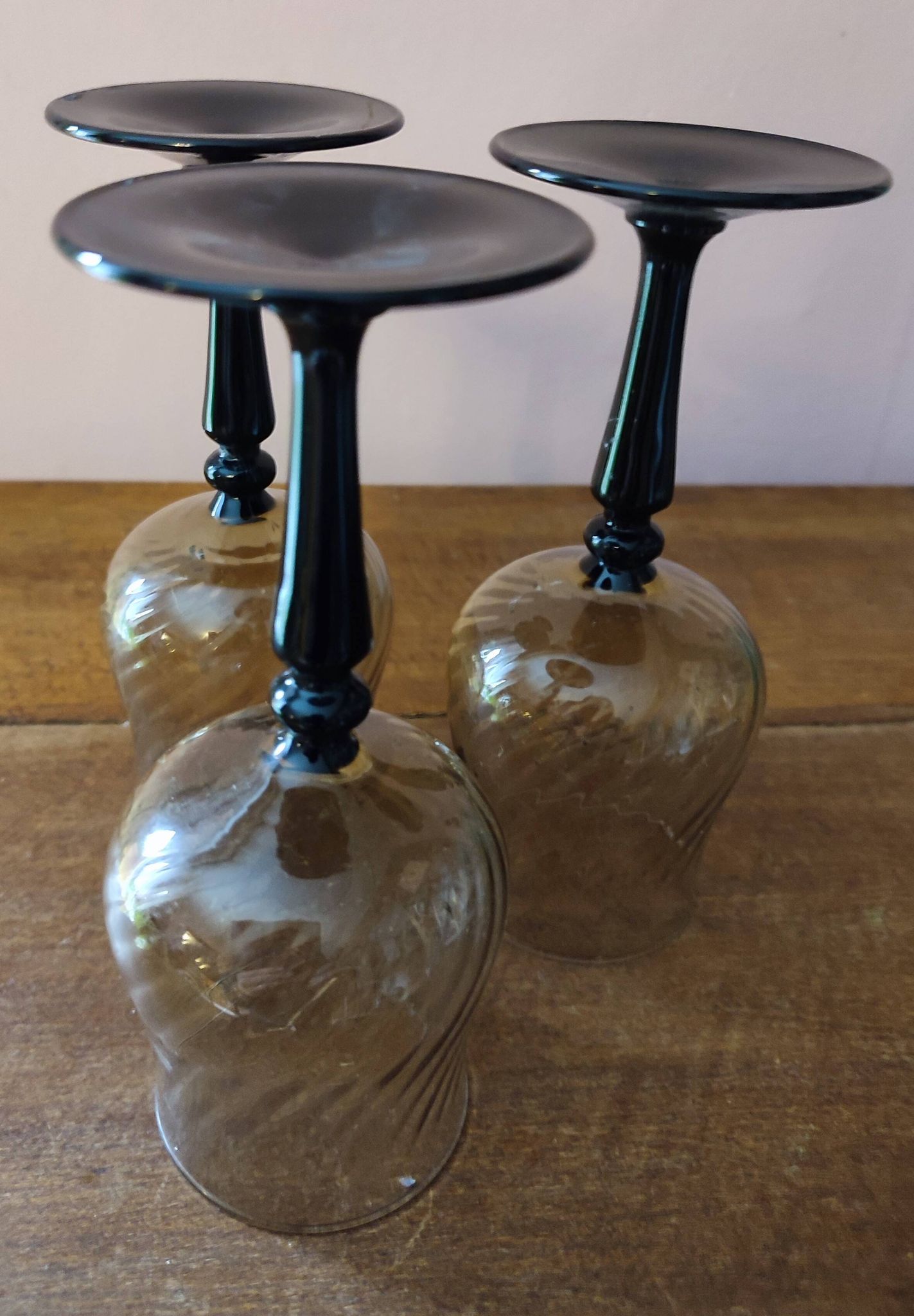 Set of 3 amber glasses
