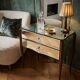 Small entrance chest of drawers or antique bedside table with engraved mirror.