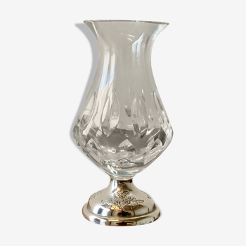 Crystal vase on silver foot