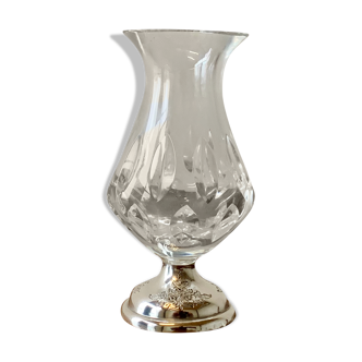 Crystal vase on silver foot