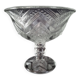 Candy box on foot in cut crystal with Art Deco geometric patterns