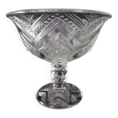 Bonbonnière sur pied en cristal taillé motifs géométriques Art Déco