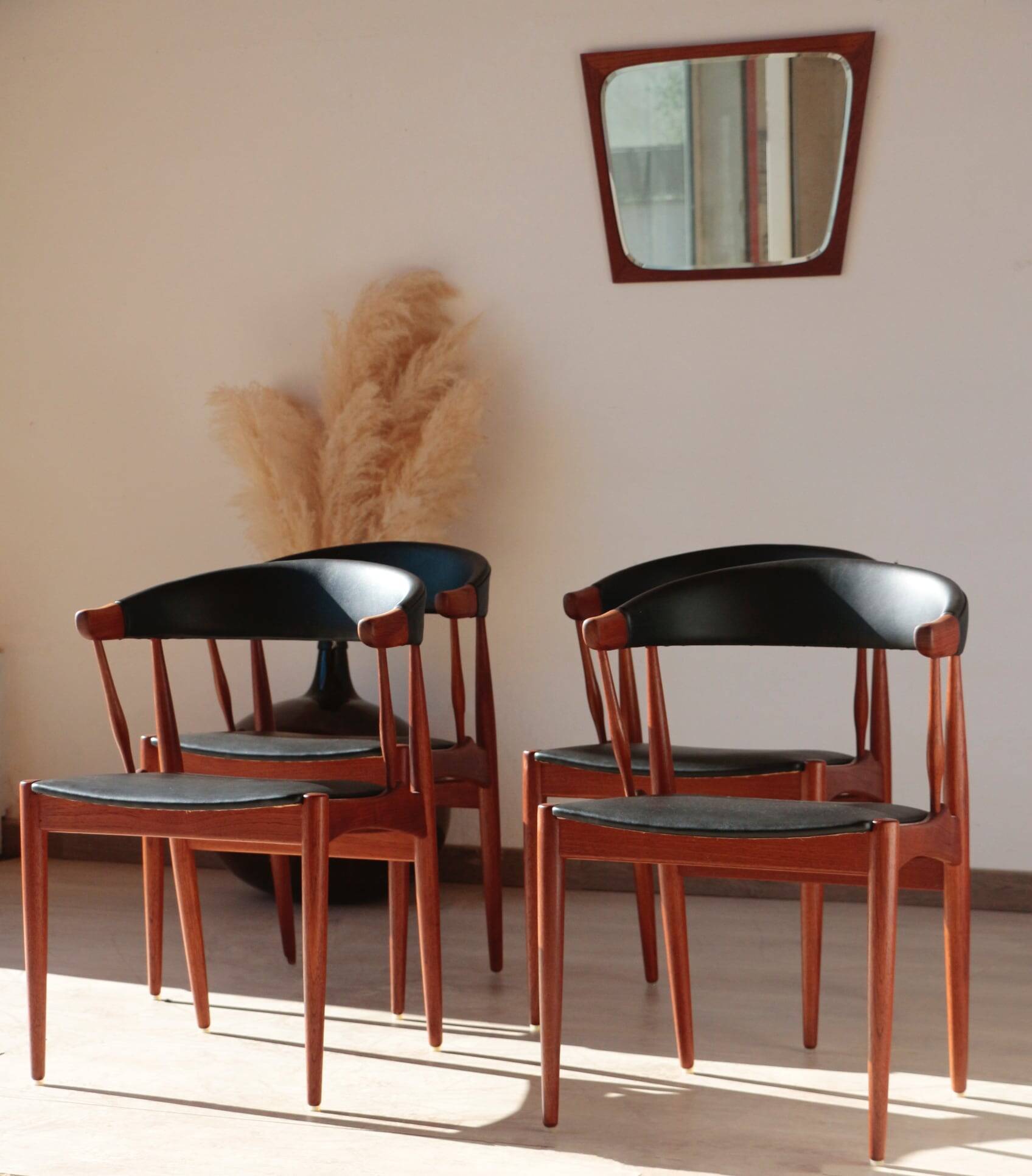 Set of 4 Johannes Andersen Scandinavian teak armchairs, 1960s